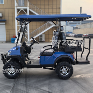 Voiturette de golf électrique bleu vif 4 places avec roues en alliage pour usage quotidien en station balnéaire ou sur propriété - Product Image 4