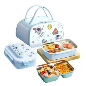 Cartoon Student Cute Compartment Lunch Box Portable Lunch Bento Box Leak Proof Heatable 316 Stainless Steel Insulated Lunch Box