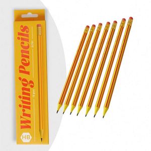 12-Piece HB Strip Pencil Set Standard Plastic Body 3 Designs Hexagonal School Student Business Use <b>Color</b> Box Packaging Black - Product Image 3