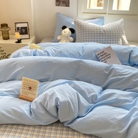 Home Décor Drap de couette Housse de couette 4 pièces Ensemble de literie en microfibre lavée de luxe