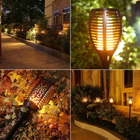 Lampe solaire à flamme LED Lampe à effet de feu pour l'extérieur Lampe à effet de flamme sans fil étanche pour pelouse Lampe de chemin de cour