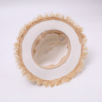 Chapeau Panama à large bord en paille, bords effilochés, color block, style vintage, pour la plage, les voyages, les photos, l'été, protection solaire, chapeau Fedora