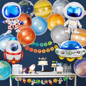 Balon Astronot Grosir Bentuk Roket Astronot Dekorasi Pesta Ulang Tahun Bertema Luar Angkasa Balon Piring Terbang Berbahan Aluminium - Product Image 5