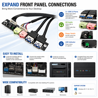 Module d'extension de panneau frontal double USB 3.0 en PVC avec audio HD blindé et interrupteur d'alimentation pour ordinateur de bureau (en stock)