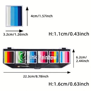 สีเพ้นท์หน้าและตัวแบบล้างออกได้ 6 สี ยูวี นีออน เรนโบว์ สำหรับแต่งหน้าเด็กในวันฮาโลวีน คริสต์มาส; สีเพ้นท์หน้าและเพ้นท์ท้อง อุปกรณ์ศิลปะเพ้นท์หน้า - Product Image 3