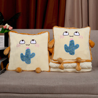 Coussin et couverture 2-en-1 en peluche de dessin animé, en coton doux, pour la sieste des enfants, la décoration intérieure et le dossier de siège auto