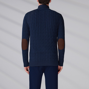 High-end Anti-Pilling Cable Long Sleeve Zipper Cardigans Autumn Winter Cotton Blend Customized Logo Casual <b>Knitted</b> Sweater - Product Image 4