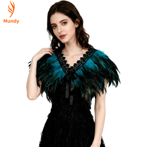 Chal de Plumas de Lujo al por Mayor para Disfraces de Halloween, Estilo Punk Gótico, Bufanda para <span class=keywords><strong>Mujer</strong></span>, Capa de Plumas, Collar para Hombro - Product Image 2