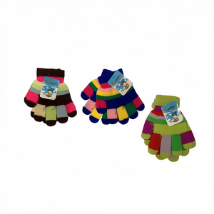 Children's Winter Gloves Colorful Striped Knit Mittens For Kids 12Pcs - Product Image 2