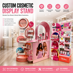 Présentoir de Maquillage de Luxe Personnalisé avec Arche Logo et Supports de Sol en Carton pour Salons de Beauté et Promotions en Centre Commercial - Product Image 1