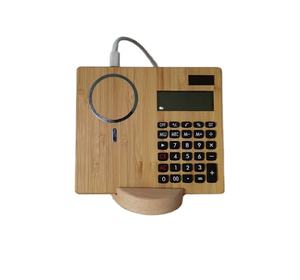 Nouveau produit créatif en bambou 2 en 1 calculatrice en bambou chargeur sans fil charge rapide sans fil quais en bois - Product Image 3
