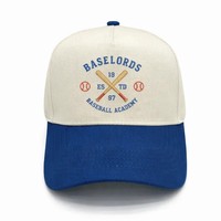 Topi Baseball 6 Panel Twill Bordir 3D Custom Pabrik, Katun Murni, Warna Blok, Huruf Vintage, Dot, Logo Klub Tim Custom