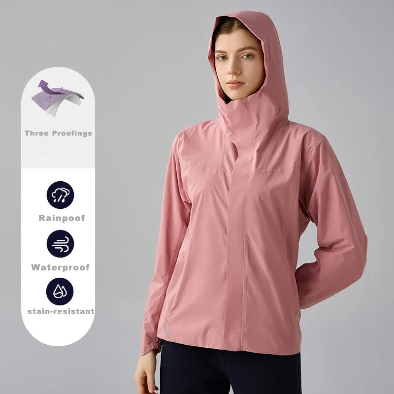 Kapşonlu Softshell kadın spor ceket rüzgar geçirmez, su geçirmez, anti-kir ceketler YKK fermuar ile