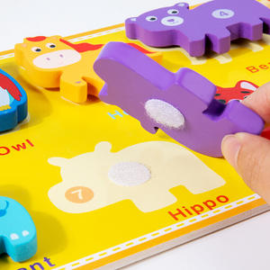 pädagogisches Spielzeug für Kinder Fruchtwagen-Überbereifungsbrett russisch Spanisch Montessori-Buchstaben Tierkognitionsspielzeug 3D-Puzzlespielzeug aus Holz - Product Image 3