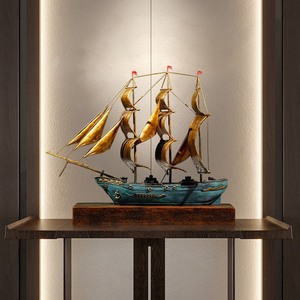 Ornement en cuivre en forme de voilier Tongyifang, décoration de bureau, cadeau de bureau, navigation en douceur - Product Image 4