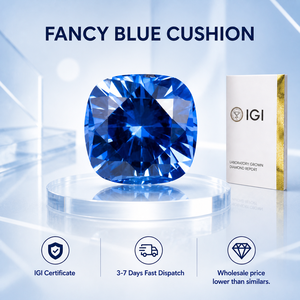 Diamants en vrac VVS bleu vif fantaisie de 1 à 3 carats, taille coussin, avec certification IGI, cultivés en laboratoire CVD pour bijoux – Vente en gros - Product Image 3