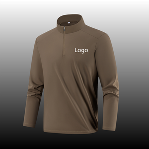 Camiseta Deportiva de Manga Larga para Hombre, Ecológica, Transpirable, de Secado Rápido, con Cierre de Cremallera, para Entrenamiento en el Gimnasio y Uso Diario - Product Image 1