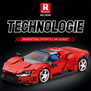 Blocs de construction de modèle de supercar rouge de la série technique, voiture de course de style MOC SP3 avec portes à ciseaux, compatible avec les grandes marques - Product Image 4