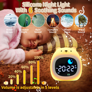 זריחה מנורת שעון מעורר אורות שינה אור סיוע soothther 6 לבן רעש מכונות קול שולחן אלקטרוני לוחות שעון לוחות שנה לילדים - Product Image 3