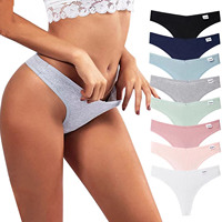 String sexy, lingerie, sous-vêtements, G-string sans couture pour femmes, culottes en coton, tongs, logo personnalisé, culottes tricotées multicolores pour femmes