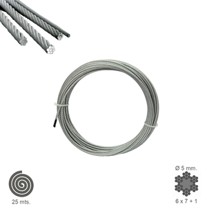 Cavo zincato 5 mm. Rotolo da 25 metri (non adatto per il sollevamento) - Product Image 1