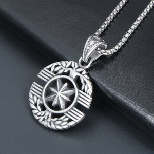 Stainless Steel <b>Star</b> Pendant Necklace With Eight Pointed <b>Star</b> <b>Design</b> For Men SP733 - Product Image 2