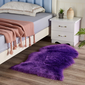 Pink Plush Irregular Faux Wool Rug Non-Slip Home Bedroom Living Room Floor Mat Solid Color Novelty Shape - Product Image 4