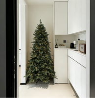 Sapin de Noël artificiel pré-éclairé en cèdre, premium, dense, en PVC+PE, aiguilles réalistes, lumières LED blanc chaud, 500-1000 LED