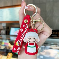 2024 père noël bonhomme de neige arbre de noël porte-clés mignon Pvc dessin animé poupée porte-clés nouvel an décoration porte-clés accessoires