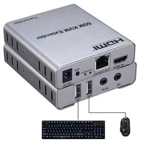 Extensor de <span class=keywords><strong>HDMI</strong></span> de 60m por RJ45 <span class=keywords><strong>CAT5E</strong></span> Cat6 1080P Kit receptor transmisor para PC portátil a Monitor de TV compatible con salida de Audio - Product Image 1
