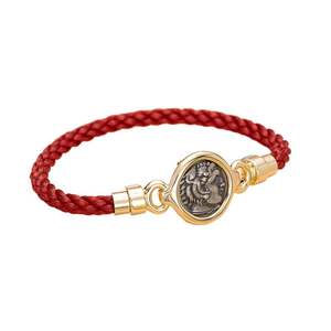 Bracelet MuShan en argent avec pièce de monnaie antique grecque d'<span class=keywords><strong>Alexandre</strong></span> et de Zeus, chaîne en corde rouge tressée 925 - Cadeau pour les occasions de mariage et de fête - Product Image 4