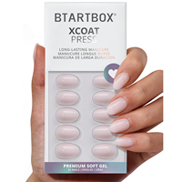 BTArtbox doux Gel XCOAT 3D Floral presse sur les ongles en gros court amande fait à la main bleu français pointe faux ongles