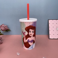 Gobelet en plastique réutilisable personnalisé avec paille et couvercle, design de dessin animé, 16 oz, gobelet à café 3D pour enfants