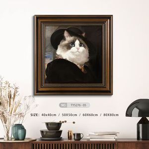 Çerçeveli kedi tuval sanat taklit başyapıtları ev dekorasyon için yüksek kalite fabrika doğrudan Pet hediye boyama - Product Image 6