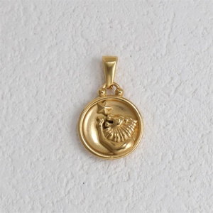 Collar con Colgante de Cadena de Eslabones de los 12 Signos del Zodiaco, Redondo, de Acero Inoxidable Chapado en Oro, Joyería Geométrica Vintage de Moda al por Mayor - Product Image 5