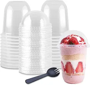 Newest Design Ice Cream Cup Cold Drink Cup With Lid 6oz 8oz 12oz 14oz Disposable Ice Cream