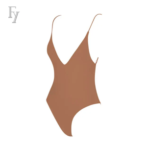 Sexy <strong>Nude</strong> One Piece <strong>Swimsuit</strong> 2026 Women High Cut Deep V Neck Plunge Backless Minimalist Bathing Suit Private Label Custom Logo - Product Image 3