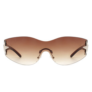 Myrith - Occhiali da sole oversize da donna, rettangolari, senza montatura, avvolgenti e alla moda - Product Image 3