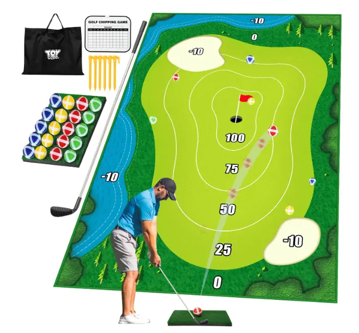 Chipping Golf dan tikar latihan Dart permainan Golf tikar latihan permainan untuk keluarga anak-anak tongkat Chip Golf Set permainan halaman belakang