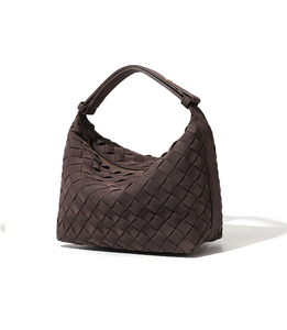 Sac fourre-tout en daim tissé marron personnalisé avec fermeture éclair, bandoulière, haute qualité, doux et moyen, pour l'été, mode féminine minimaliste - Product Image 3