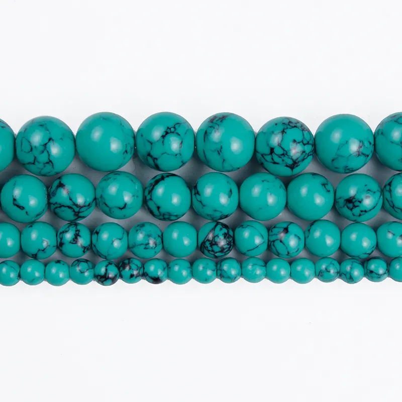 4/6/8/10/12mm Natural Stone Green Turquoises Round Loose Smooth Beads Approx 15" Strand Pick Size For Jewelry Making