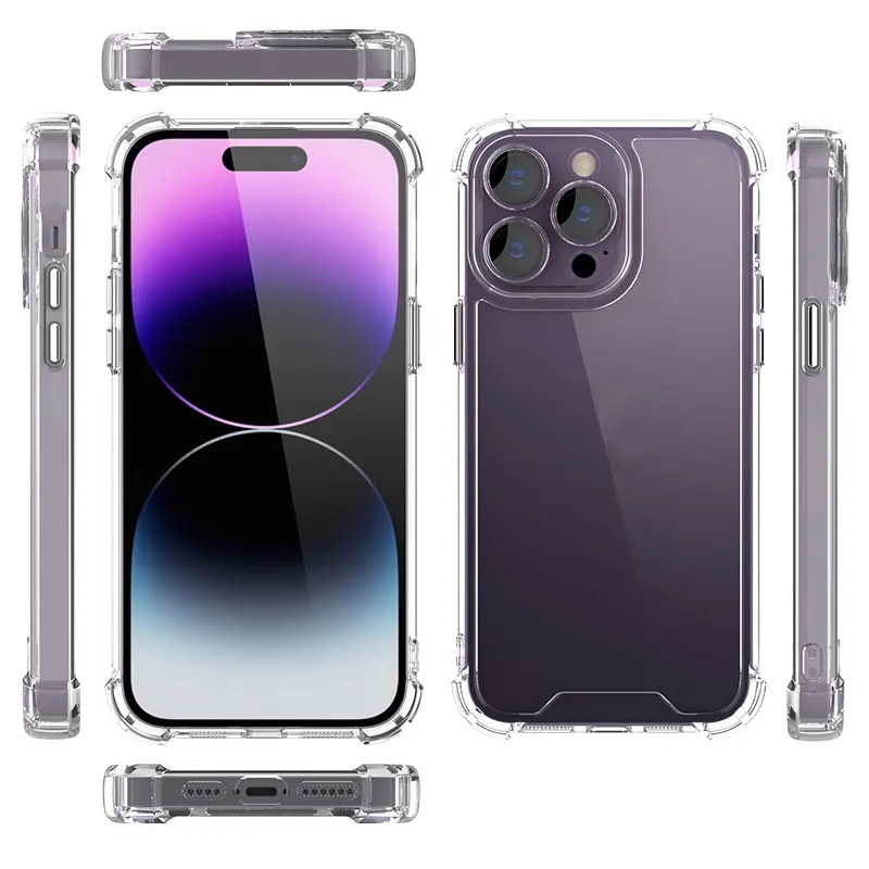 Étuis et coques de téléphone portable transparents antichoc pour iPhone 12 13 14 15 Pro Case