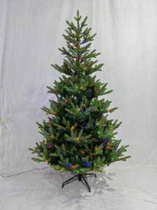 Árbol de Navidad Artificial Preiluminado de 6, 7 y 8 Pies con Luces LED Multicolor, Articulado, Densa Decoración Navideña para el Hogar y Comercios - Product Image 1