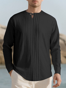 <span class=keywords><strong>Camicia</strong></span> da <span class=keywords><strong>Uomo</strong></span> Europea e Americana di Alta Qualità, Collezione Primavera-Autunno, Elegante e Sportiva, in Lino Traspirante Tinta Unita - Product Image 6