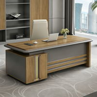 Bureau de direction moderne de luxe avec armoire de rangement, table de PDG en bois, mobilier de bureau à domicile, poste de travail