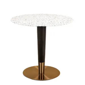 Terrazzo mesa de pedra redonda ou quadrada terrazzo stone mesa de jantar para bar café restaurante hotel bistro café