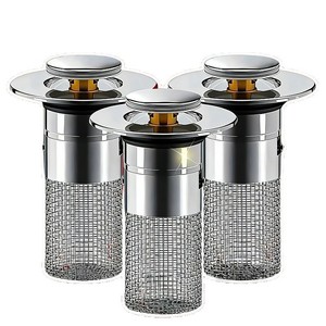 Push <b>Down</b> Pop Up Sink Drain With Filter Mesh Chrome Plated Bathroom Faucet Accessory Circle Shape Compression Fit - Product Image 5