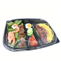 8401 Boîte Bento Américaine Jetable en Gros, Qualité Alimentaire PET Épaissi, Inodore, Anti-Poussière, Écologique et