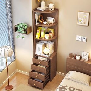 Corner Shelf <b>Storage</b> Cabinet Wood Living Room Bedroom Wall Shelves <b>With</b> <b>Drawers</b> Corner Unit - Product Image 2