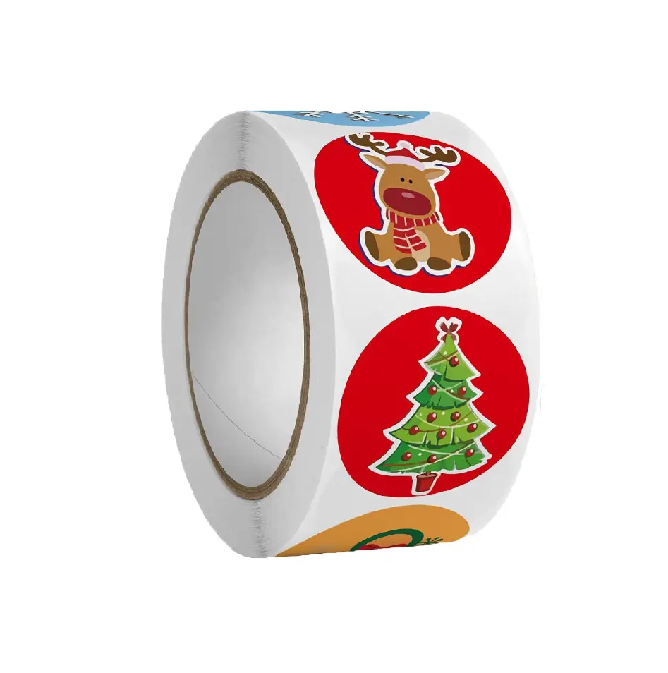 Merry Christmas Stickers Christmas Party Decoration 8 Designs Christmas Stickers Roll for Arts DIY Crafts Presents Wrapping